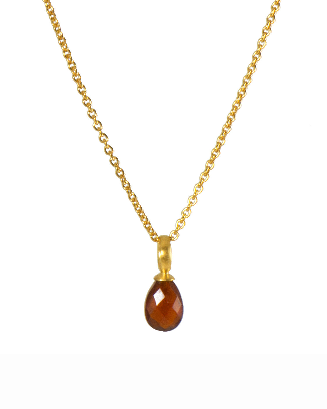 Garnet Faceted Drop Pendant Necklace 24K Fair Trade Gold Vermeil