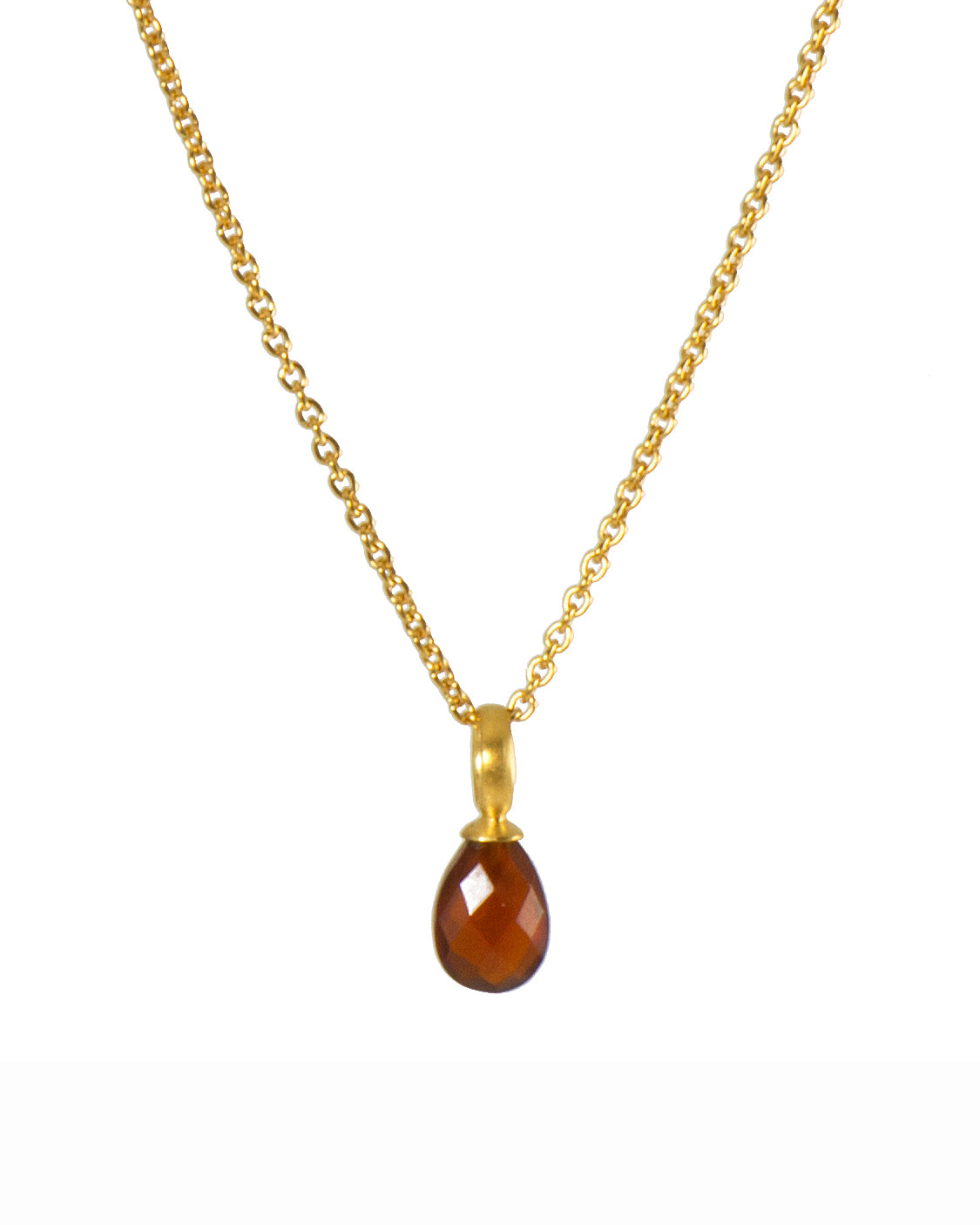 Garnet Faceted Drop Necklace Fair Trade 24K Gold Vermeil