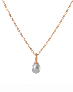 Grey Pearl Drop Necklace 24K Fair Trade Gold Vermeil
