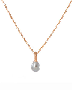 Gray Pearl Faceted Drop Pendant Necklace 24K Fair Trade Gold Vermeil