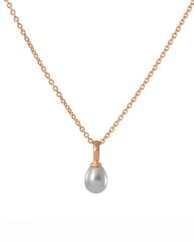 Grey Pearl Drop Necklace 24K Fair Trade Gold Vermeil