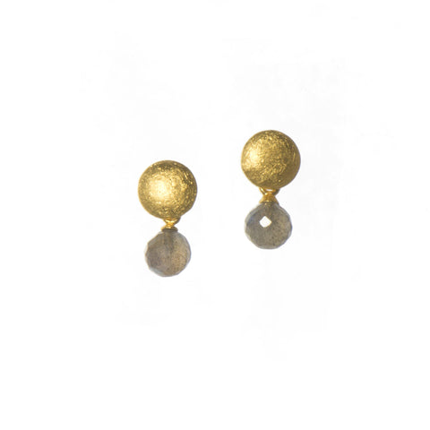 MOON ROUND FACETED LABRADORITE EARRINGS FAIR TRADE 24K GOLD VERMEIL - Joyla Jewelry