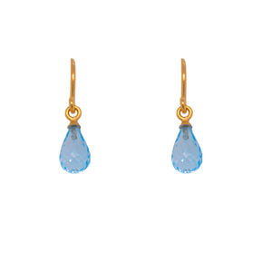 Blue Topaz Faceted French Wire Earrings Fair Trade 24K Gold Vermeil