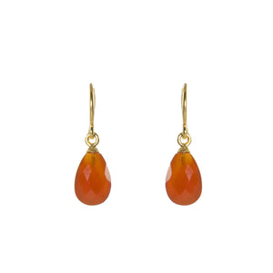 FACETED CARNELIAN FRENCH WIRE EARRINGS FAIR TRADE 24K GOLD VERMEIL - Joyla Jewelry