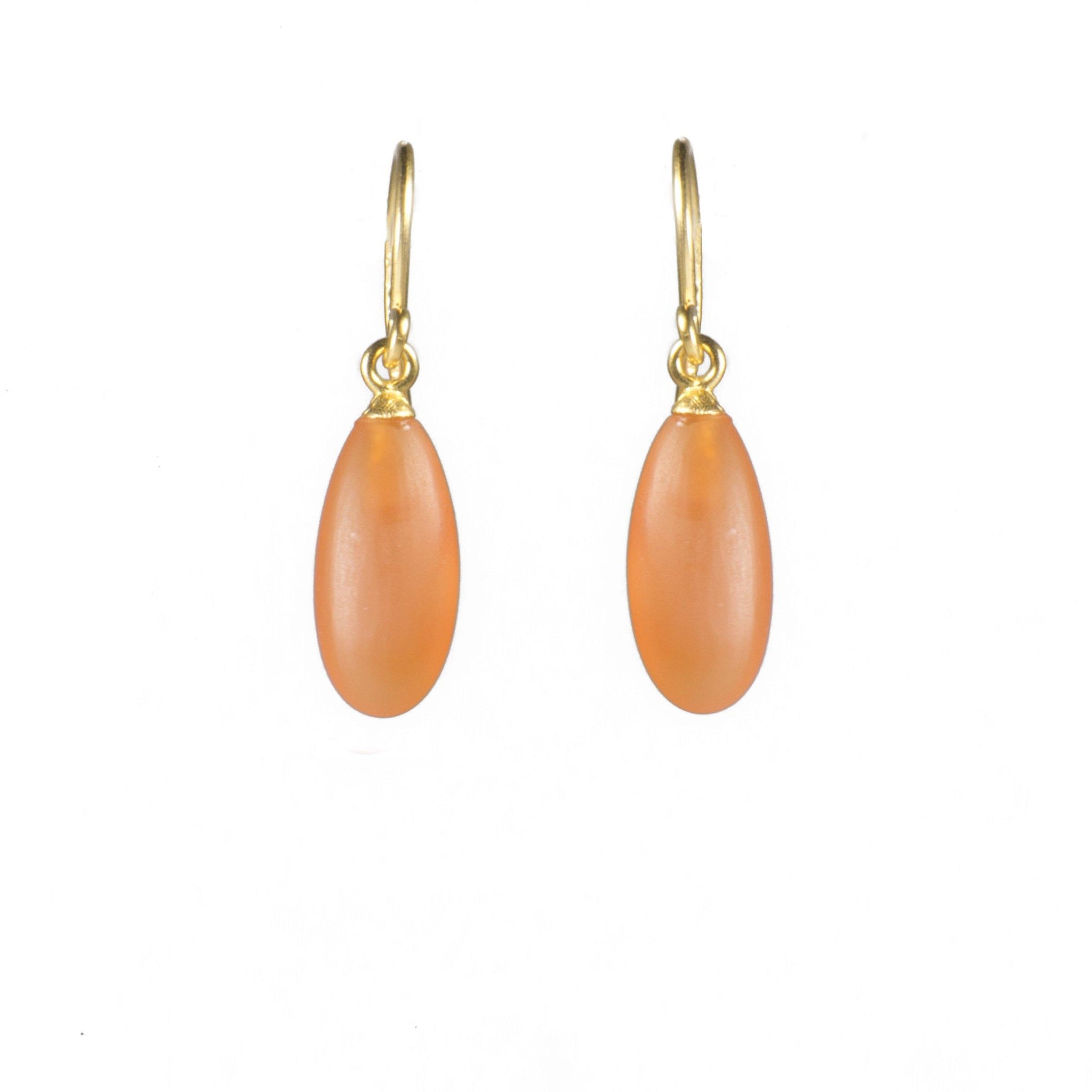 MATTE CARNELIAN FRENCH WIRE EARRINGS FAIR TRADE 24K GOLD VERMEIL - Joyla Jewelry