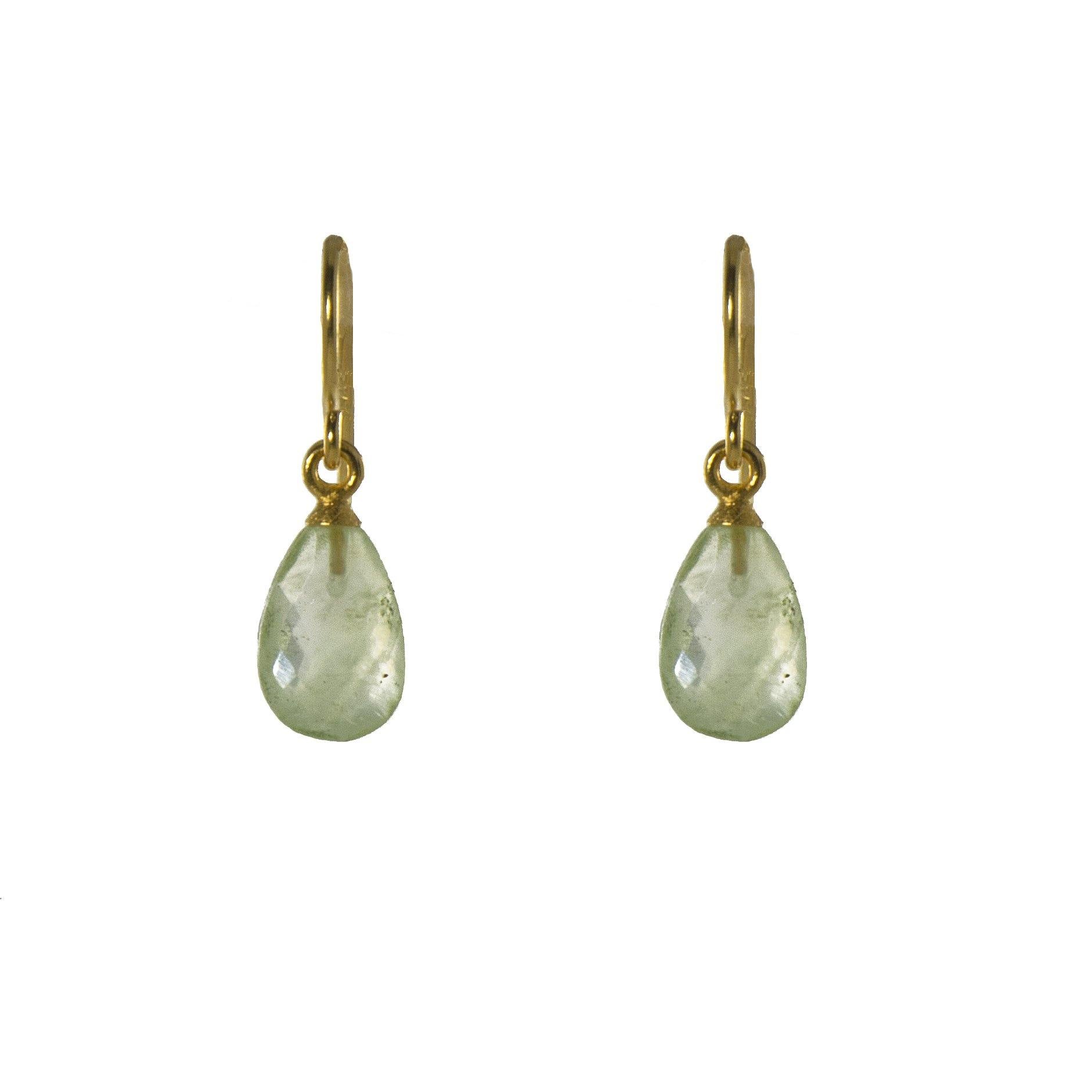 FACETED PREHNITE FRENCH WIRE EARRINGS FAIR TRADE 24K VERMEIL - Joyla Jewelry