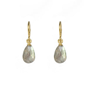 FACETED LABRADORITE FRENCH WIRE EARRINGS FAIR TRADE 24K GOLD VERMEIL - Joyla Jewelry