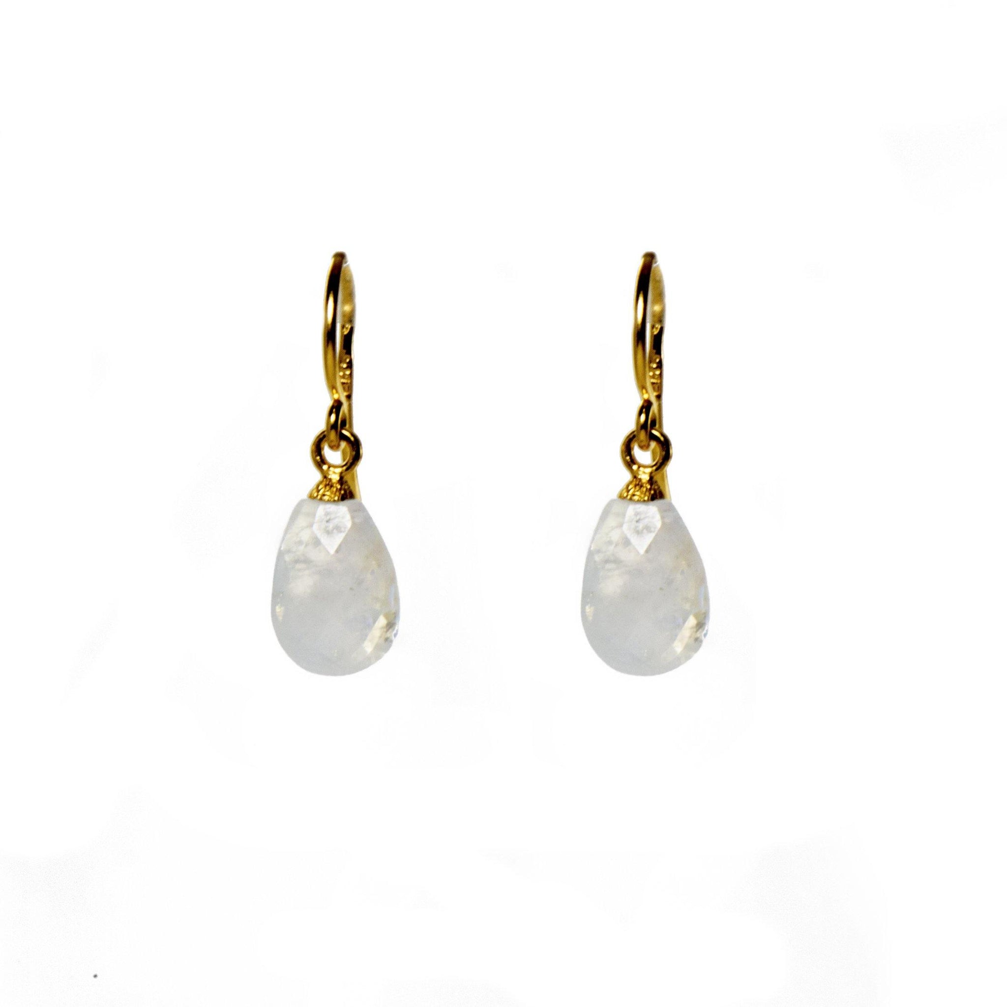 FACETED RAINBOW MOONSTONE FRENCH WIRE EARRINGS FAIR TRADE 24K GOLD VERMEIL - Joyla Jewelry