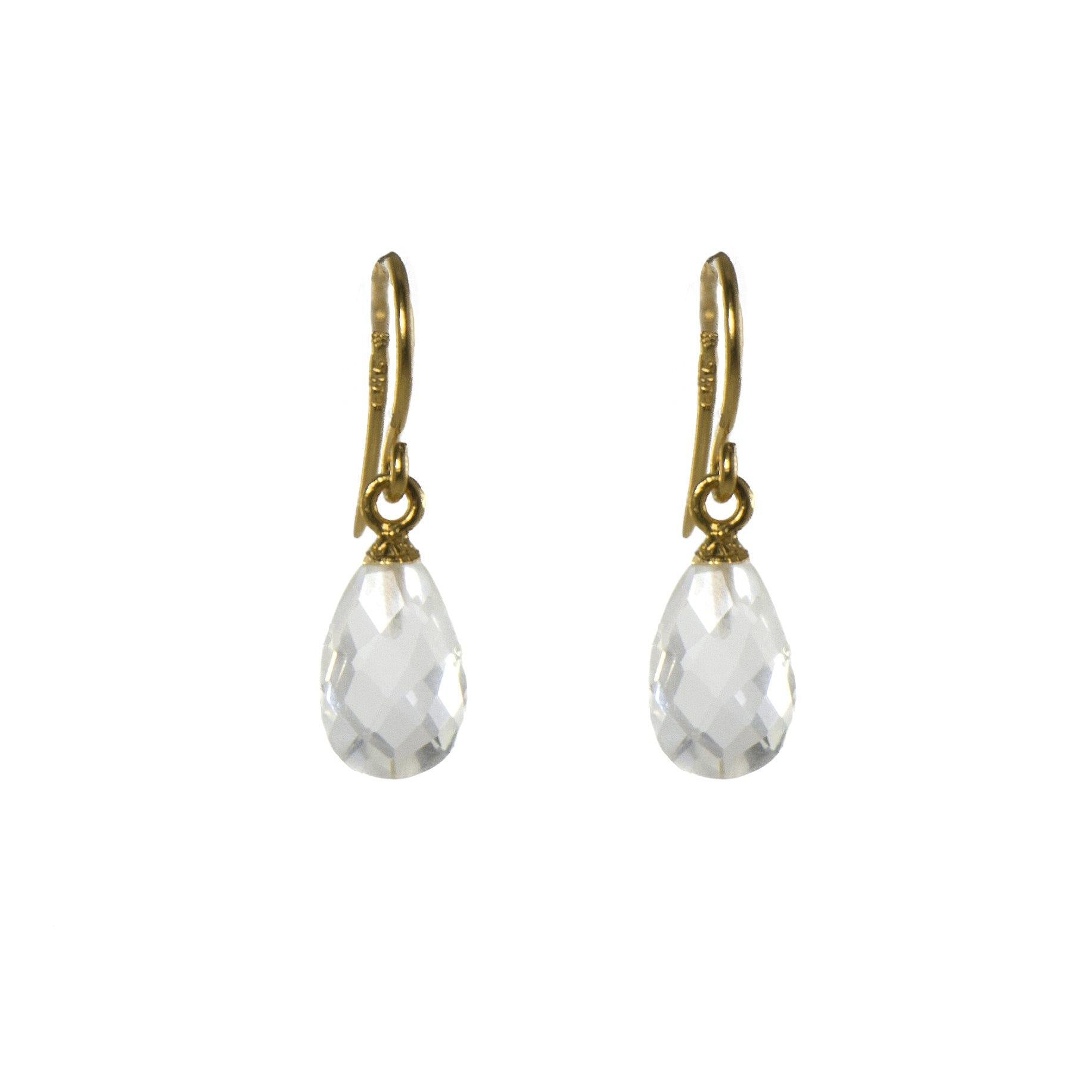 FACETED CRYSTAL FRENCH WIRE EARRINGS FAIR TRADE 24K GOLD VERMEIL - Joyla Jewelry