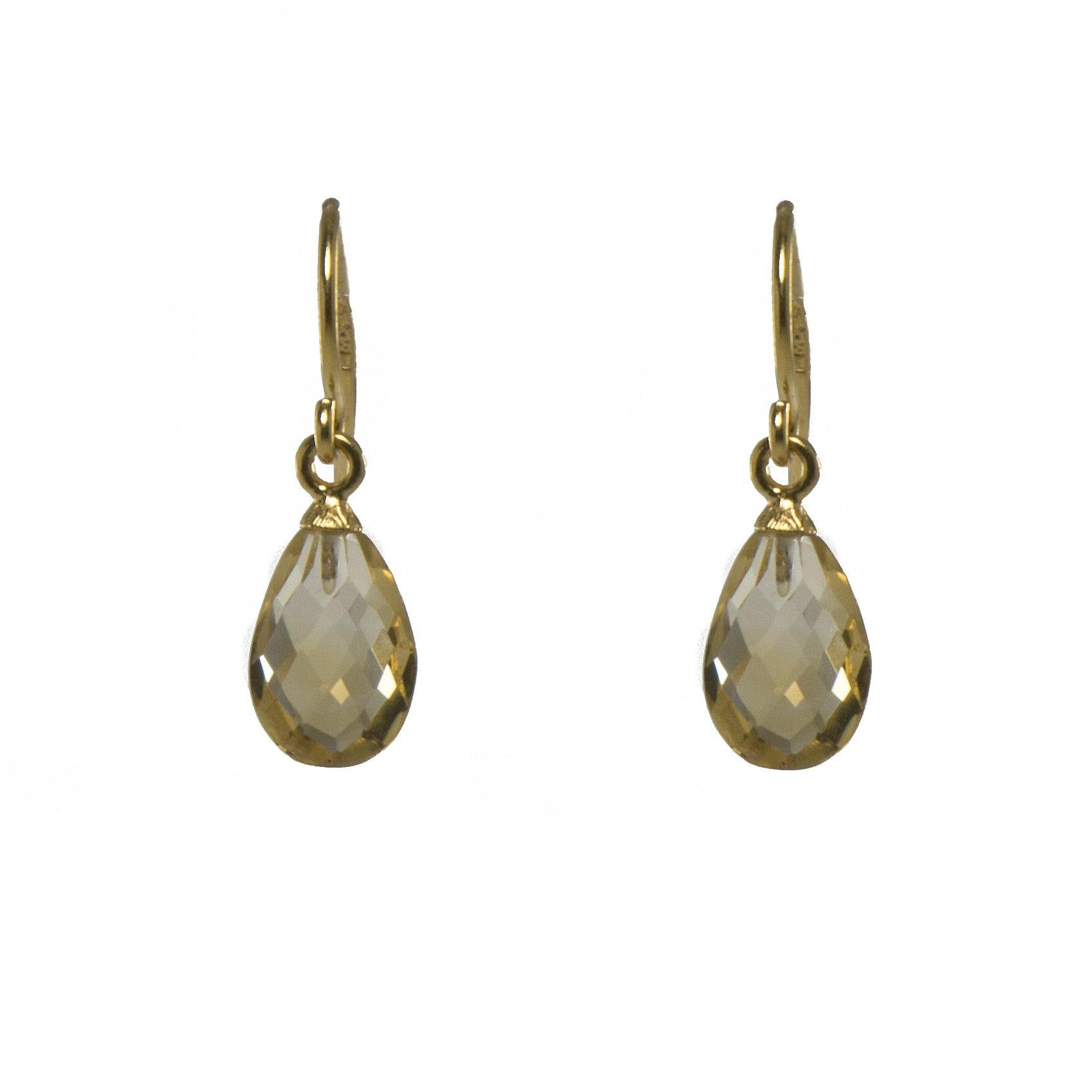 FACETED CITRINE FRENCH WIRE EARRINGS FAIR TRADE 24K GOLD VERMEIL - Joyla Jewelry