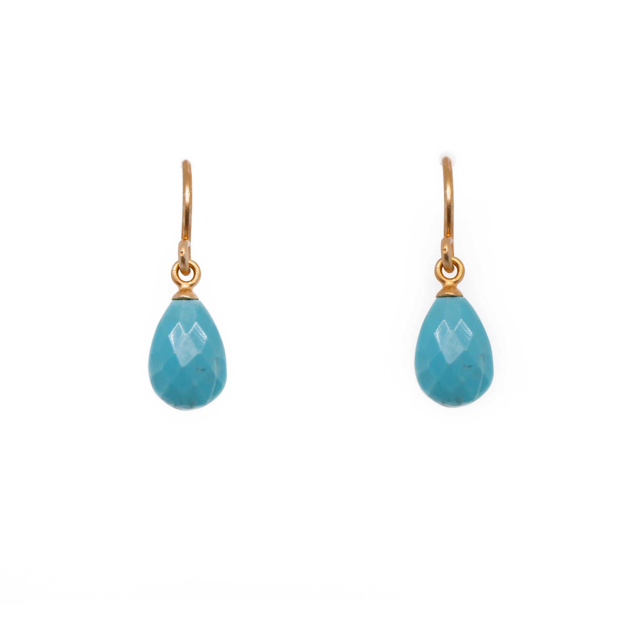 Turquoise Faceted French Wire Earrings Fair Trade 24K Gold Vermeil