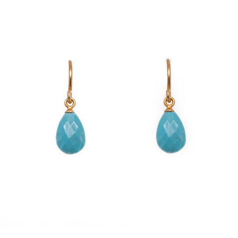 Turquoise Faceted French Wire Earrings Fair Trade 24K Gold Vermeil