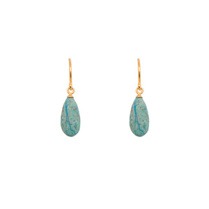 Chrysocolla French Wire Earrings Fair Trade 24K Gold Vermeil