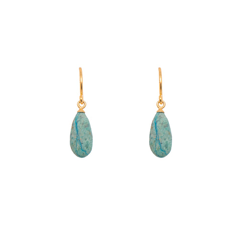 French Wire Chrysocolla Earrings 24K  Fair Trade Gold Vermeil