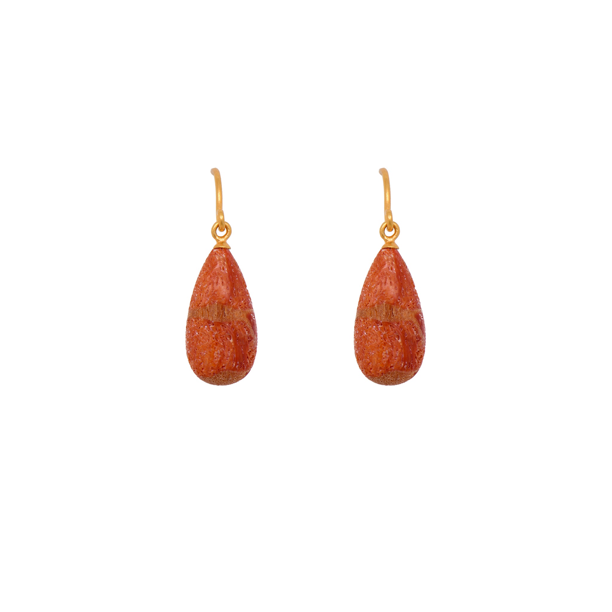 Coral French Wire Earrings Fair Trade 24K Gold Vermeil