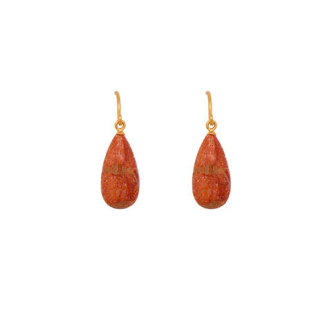 French Wire Coral Earrings 24K Fair Trade Gold Vermeil