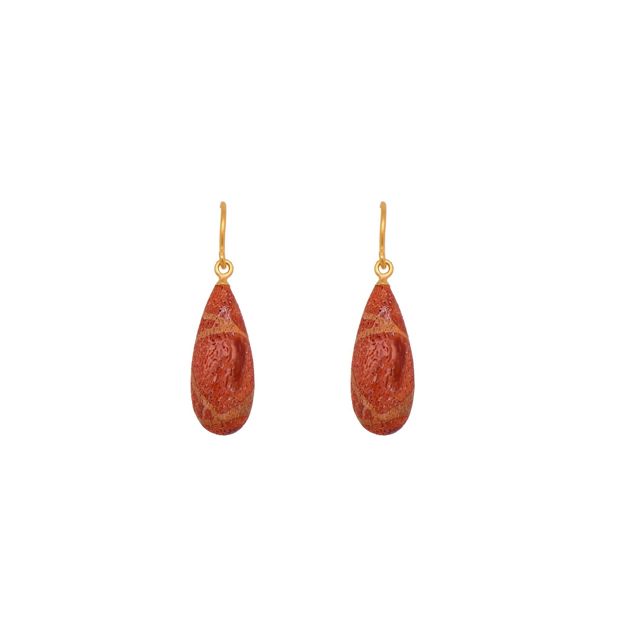 Coral French Wire Earrings Fair Trade 24K Gold Vermeil