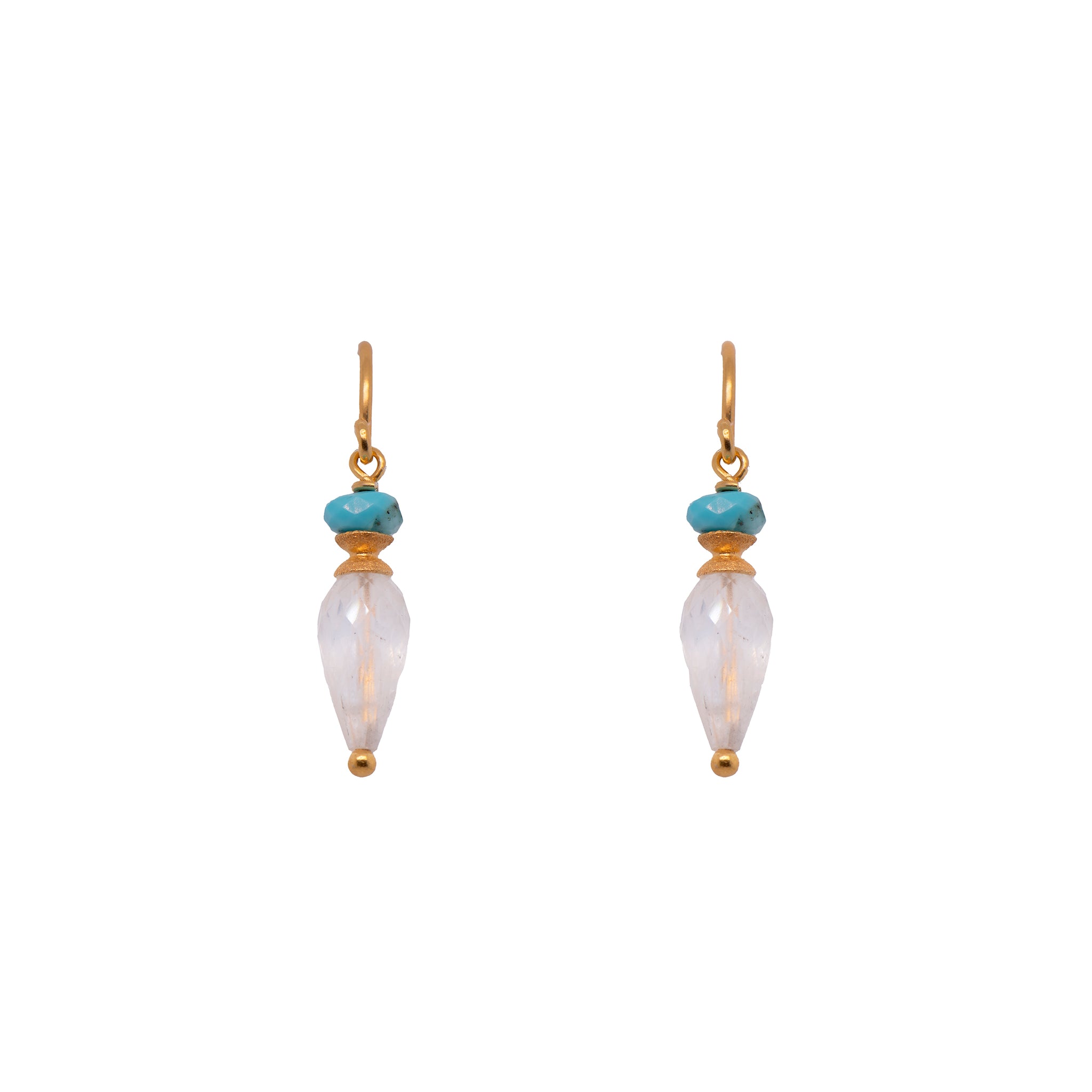 Rainbow Moonstone and Turquoise Earrings 24K Fair Trade Gold Vermeil