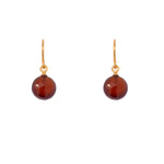 Load image into Gallery viewer, French Wire Garnet Coin Earrings 24K Fair Trade Gold Vermeil
