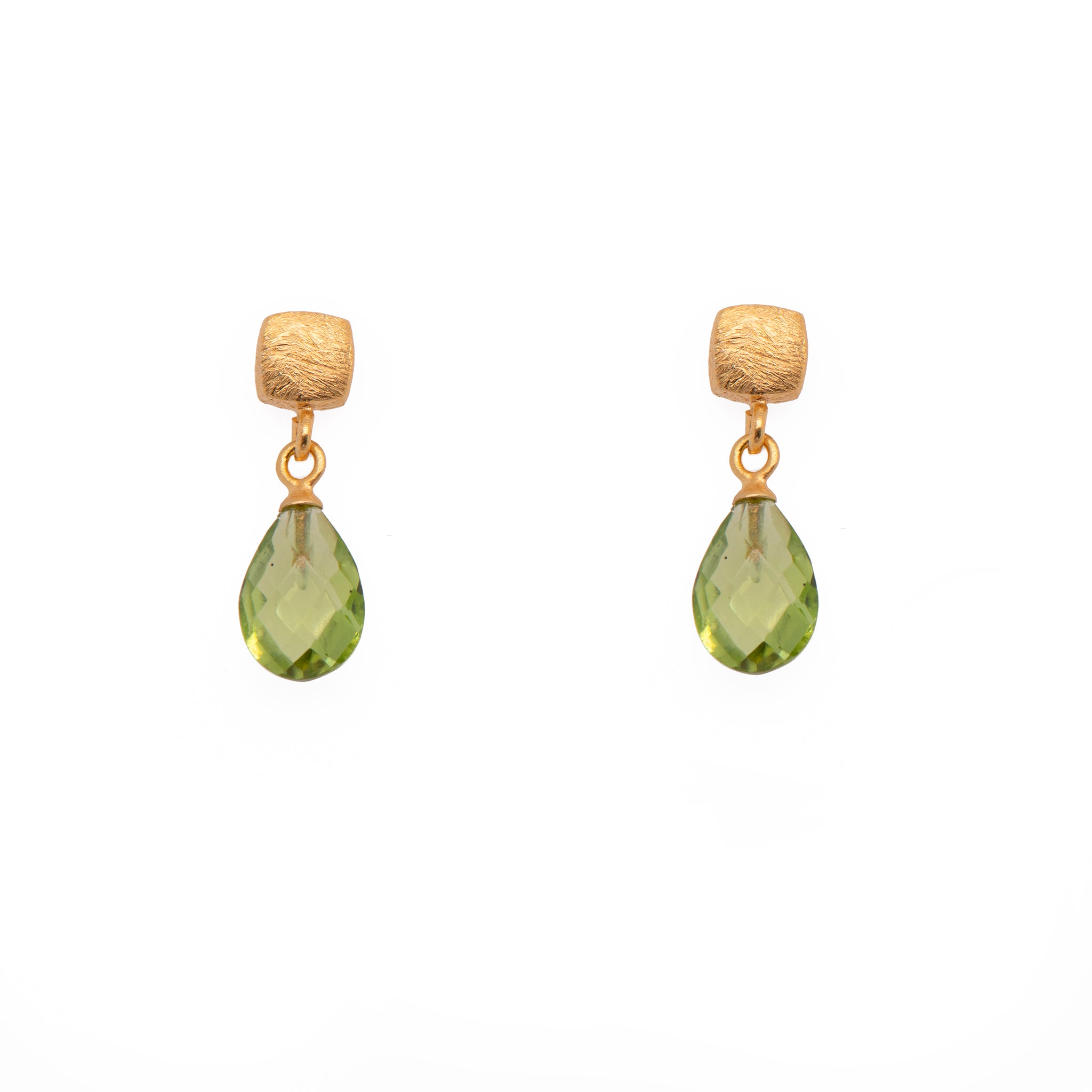 Peridot Cube Earrings 24K Fair Trade Gold Vermeil