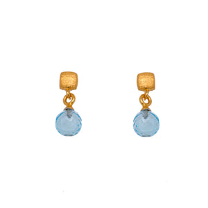 Sky Blue Topaz Cube Earrings 24K Fair Trade Gold Vermeil