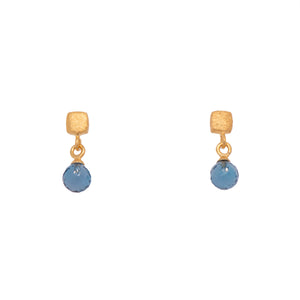 London Blue Cube Topaz Faceted Earrings 5mm 24K Fair Trade Gold Vermeil