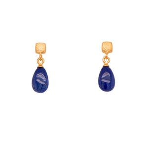 Lapis Cube Earrings 24k Gold Vermeil