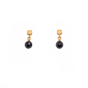 Black Spinel Cube Earrings 24K Fair Trade Gold Vermeil