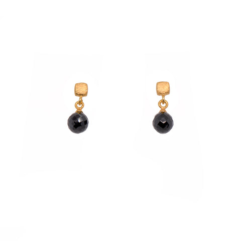 Black Spinel Cube Earrings 24K Fair Trade Gold Vermeil