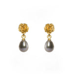 Load image into Gallery viewer, ROSE AND GREY PEARL EARRINGS 24K GOLD VERMEIL - Joyla Jewelry
