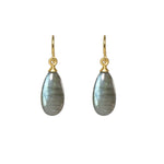 Load image into Gallery viewer, POLISHED LABRADORITE FRENCH WIRE EARRINGS FAIR TRADE 24K GOLD VERMEIL - Joyla Jewelry
