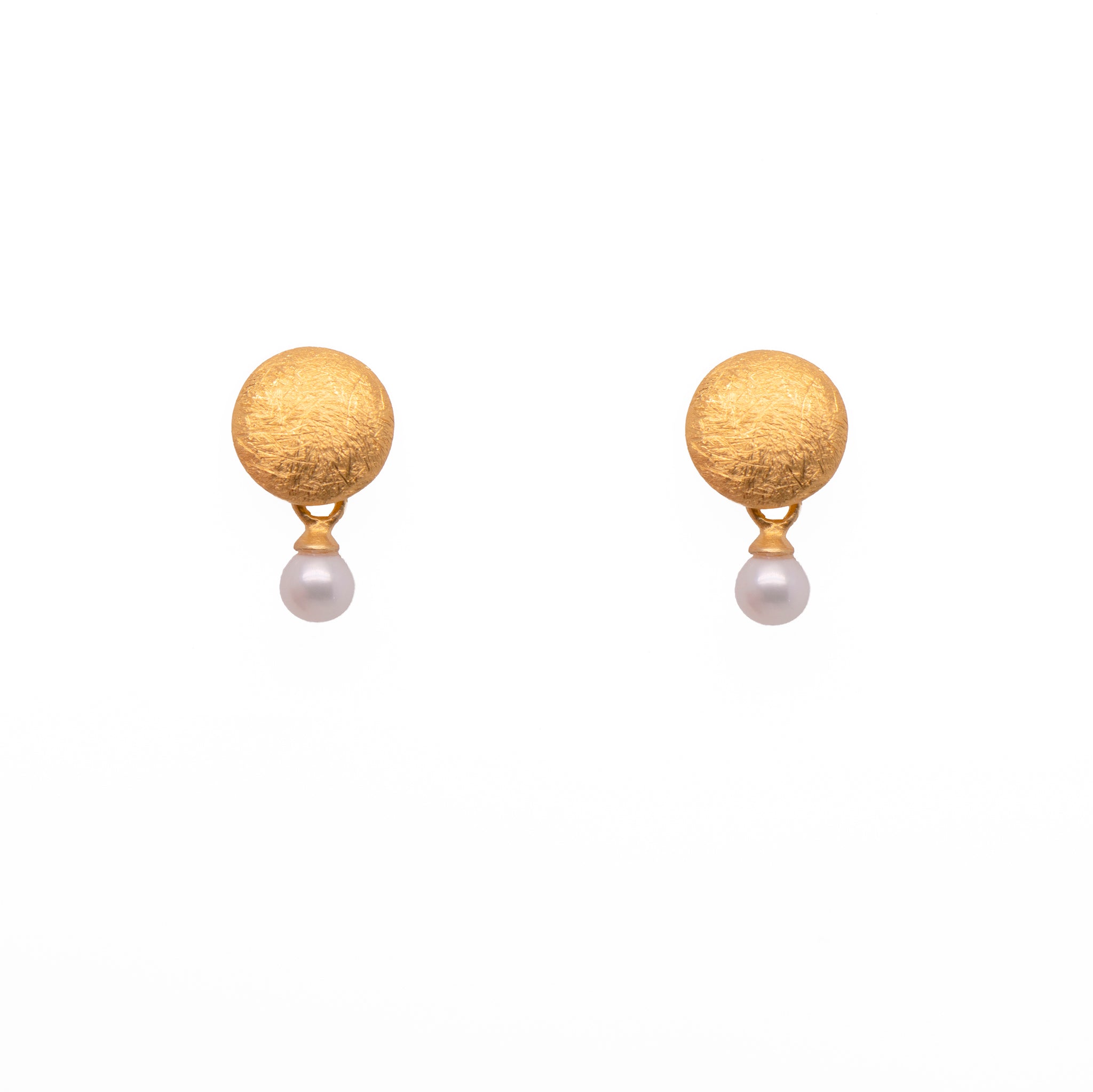 Moon Pearl Round Faceted Earrings 24K Fair Trade Gold Vermeil