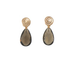 Load image into Gallery viewer, GRATITUDE SWIRL FACETED SMOKY QUARTZ EARRINGS FAIR TRADE 24K GOLD VERMEIL - Joyla Jewelry
