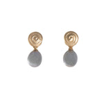 Load image into Gallery viewer, GRATITUDE SWIRL GREY PEARL EARRINGS FAIR TRADE 24K GOLD VERMEIL - Joyla Jewelry
