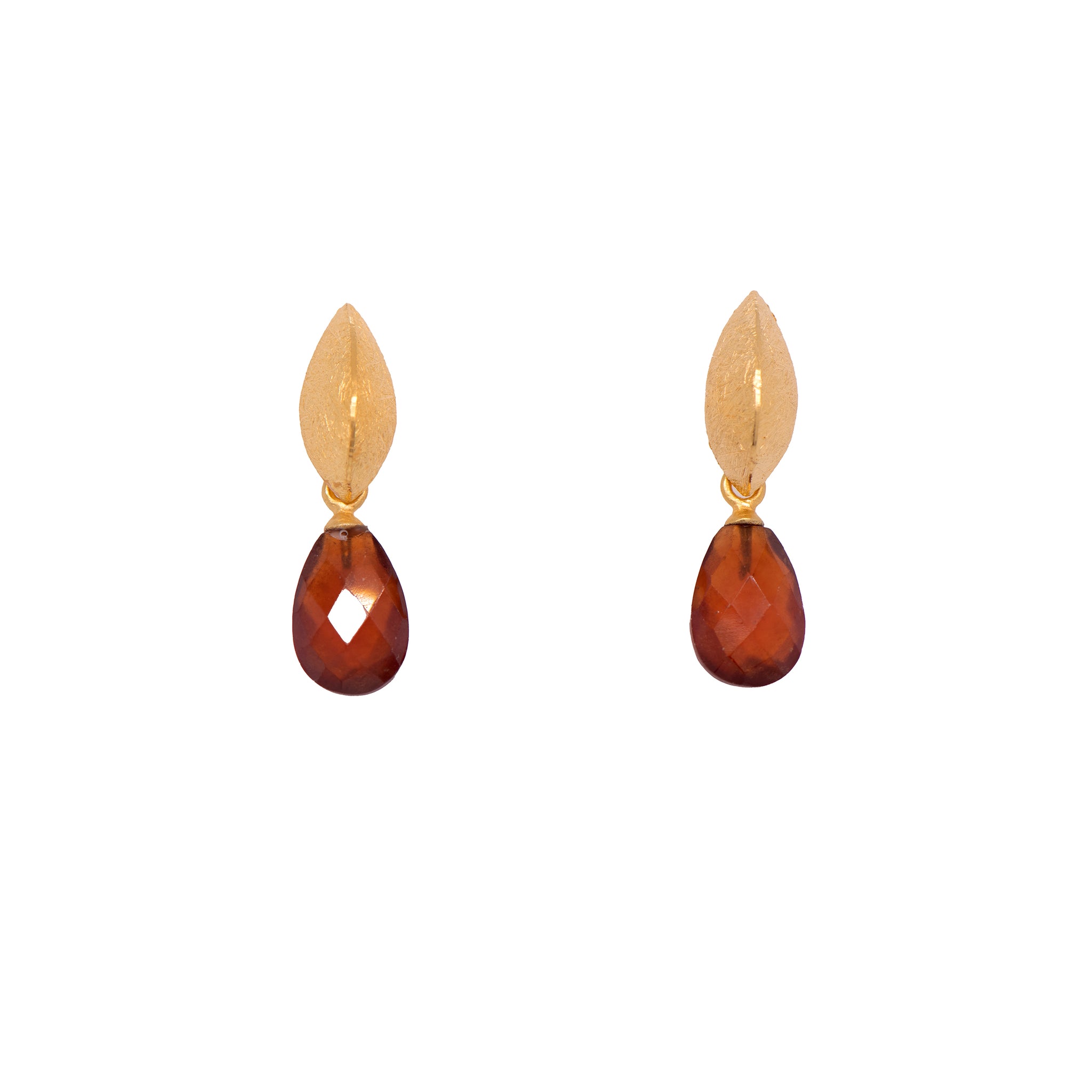 Garnet Leaf Earrings 24k Fair Trade Gold Vermeil