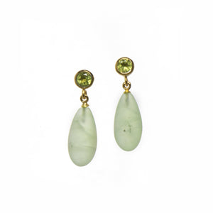 FACETED PERIDOT AND MATTE PREHNITE EARRINGS FAIR TRADE 24K GOLD VERMEIL - Joyla Jewelry