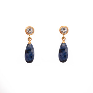 Topaz And Dumortierite Earrings 24K Fair Trade Gold Vermeil