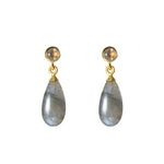 Load image into Gallery viewer, FACETED LABRADORITE AND POLISHED LABRADORITE EARRINGS FAIR TRADE 24K GOLD VERMEIL - Joyla Jewelry
