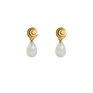 GRATITUDE SWIRL AND RAINBOW MOONSTONE EARRINGS FAIR TRADE 24K GOLD VERMEIL - Joyla Jewelry