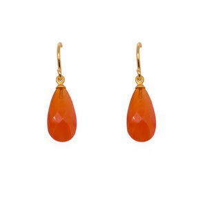 Signature Wire Earrings Carnelian Drop Stone 24K Fair Trade Gold Vermeil