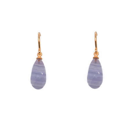 Signature Striped Chalcedony Wire Drop Earrings 24K Gold Vermeil