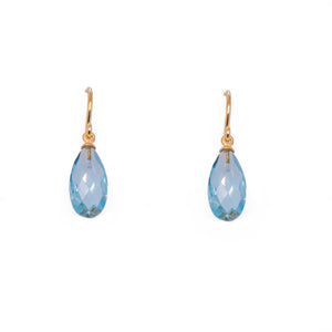 Sky Blue Topaz Faceted Drop Stone Joyla Signature Wire Earrings 24K Gold Vermeil