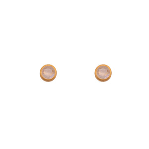 Signature Rainbow Moonstone Stud Earrings 24K Gold Vermeil