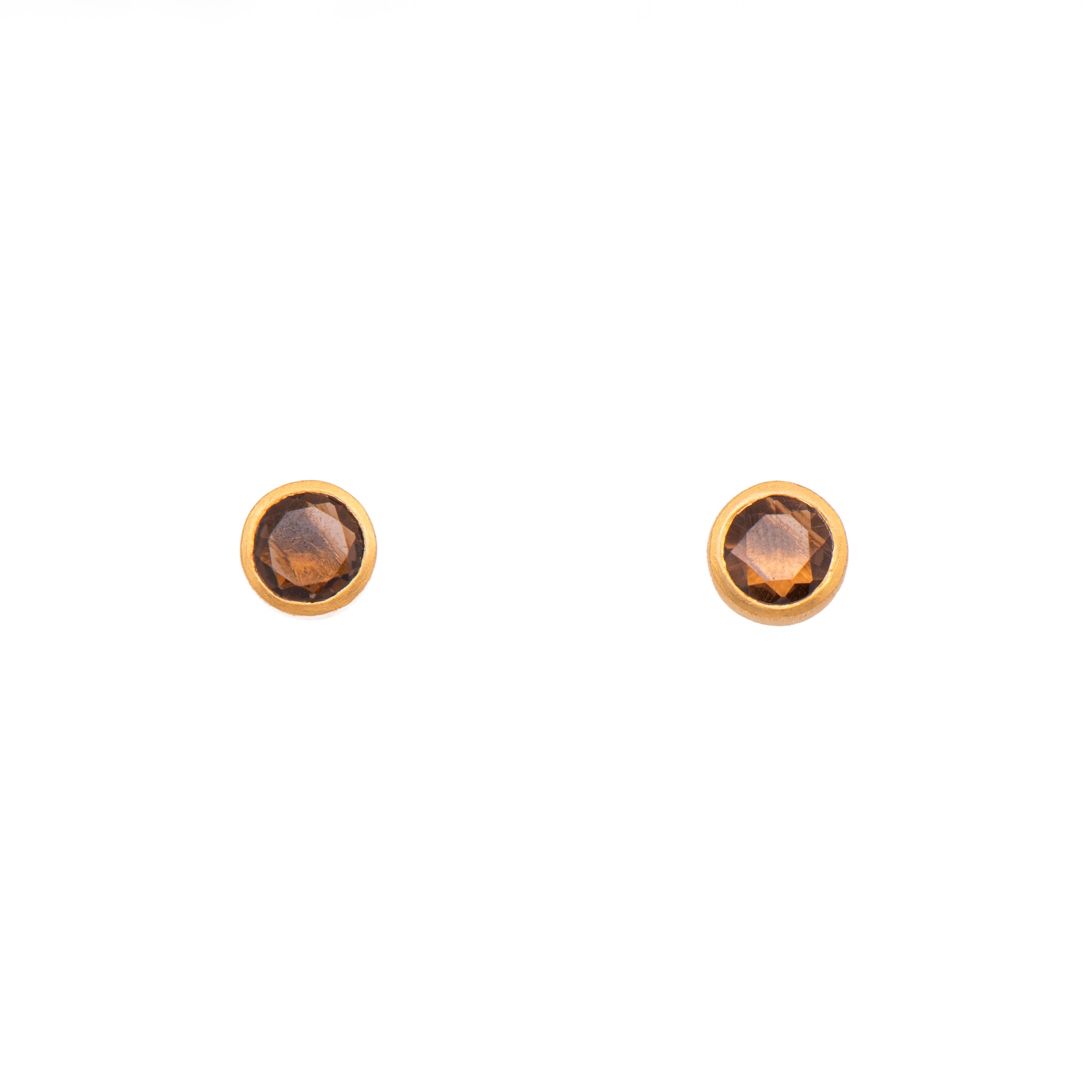 Signature Smoky Quartz Stud Earrings 24K Gold Vermeil