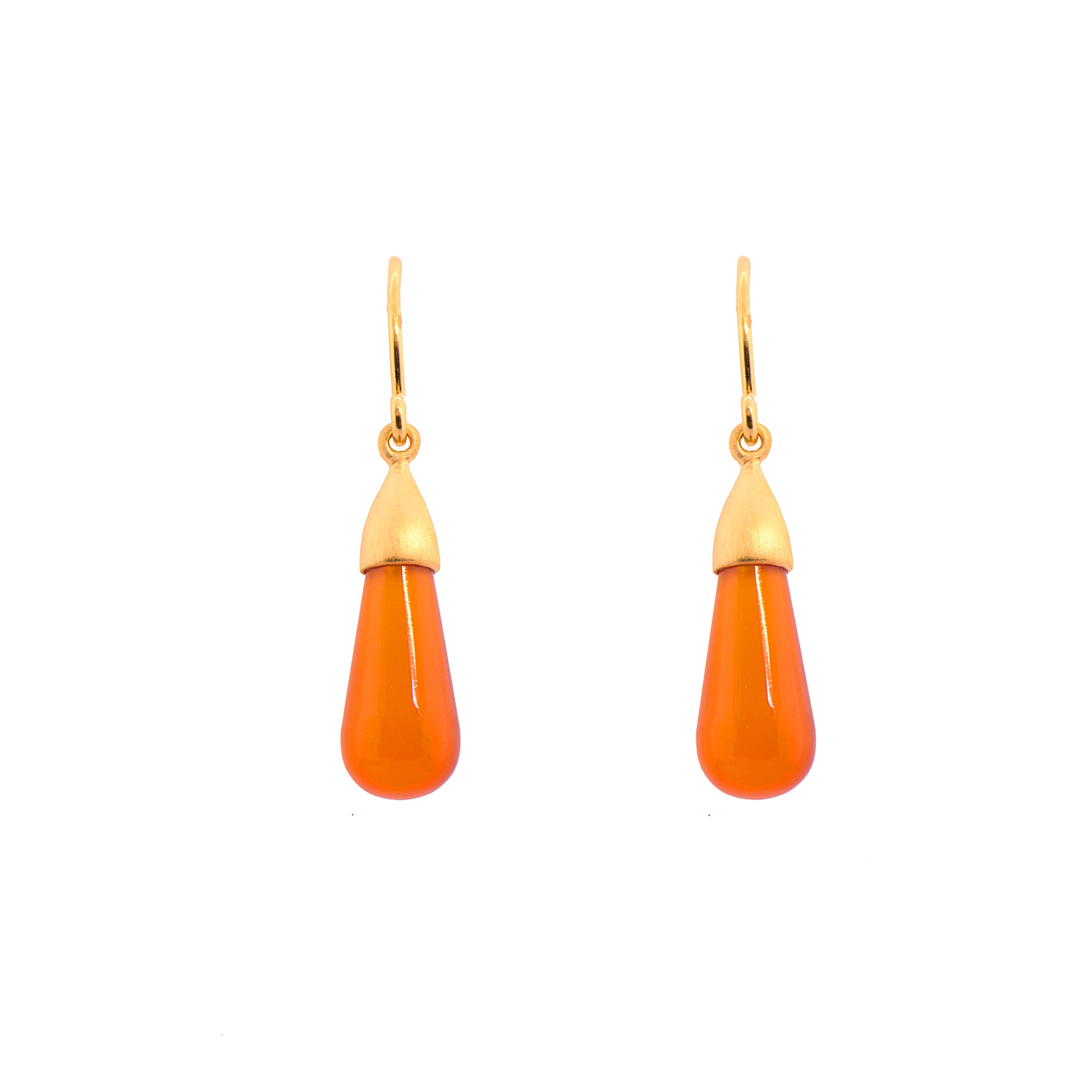 Carnelian Drop Earrings Cabochon Fair Trade 24k Gold Vermeil