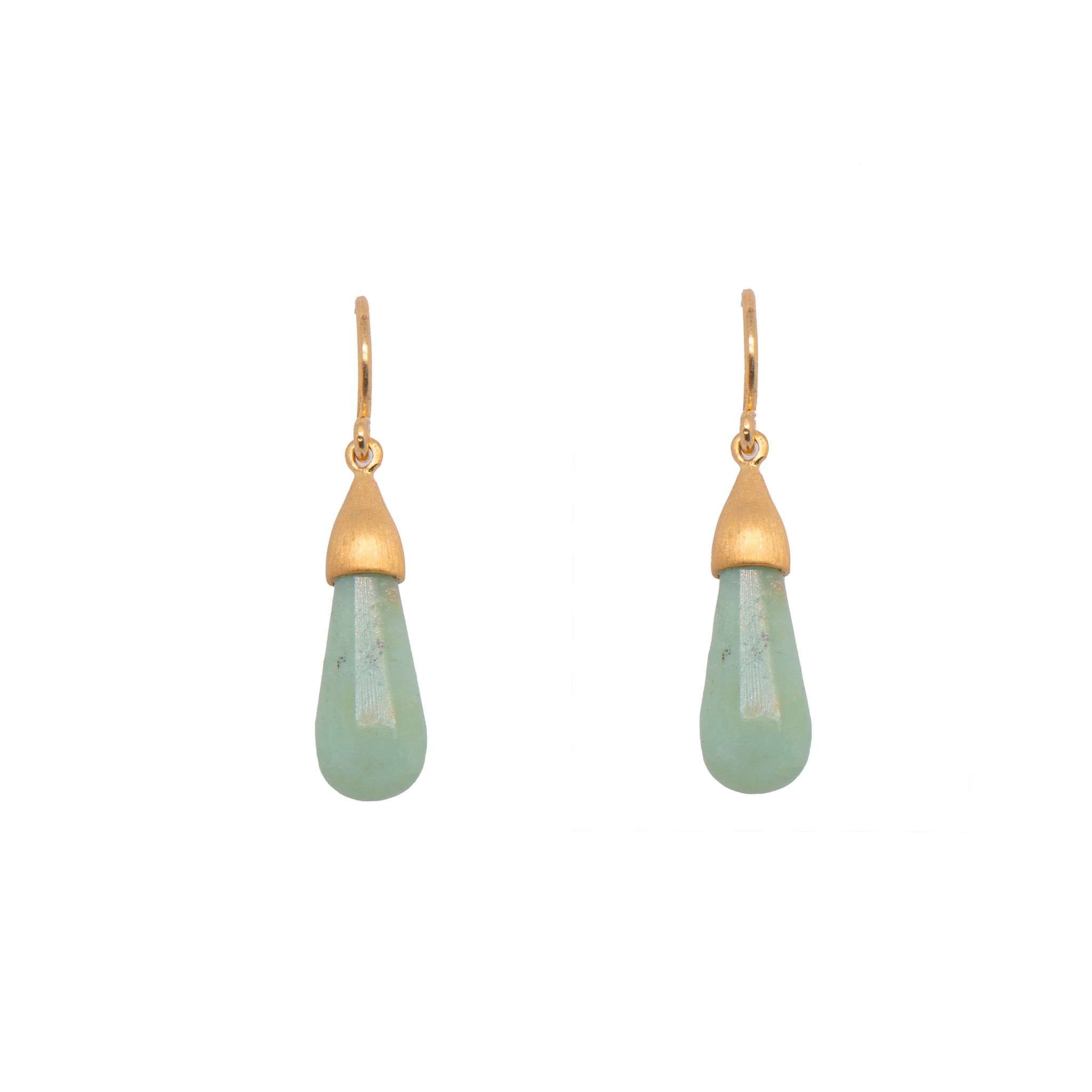 Chrysoprase Cabochon  Drop Earrings Fair Trade 24K Gold Vermeil
