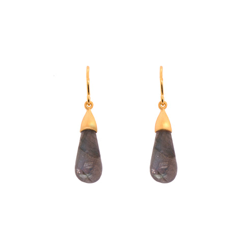 Cabochon Labradorite Drop Earrings 24K Fair Trade Gold Vermeil