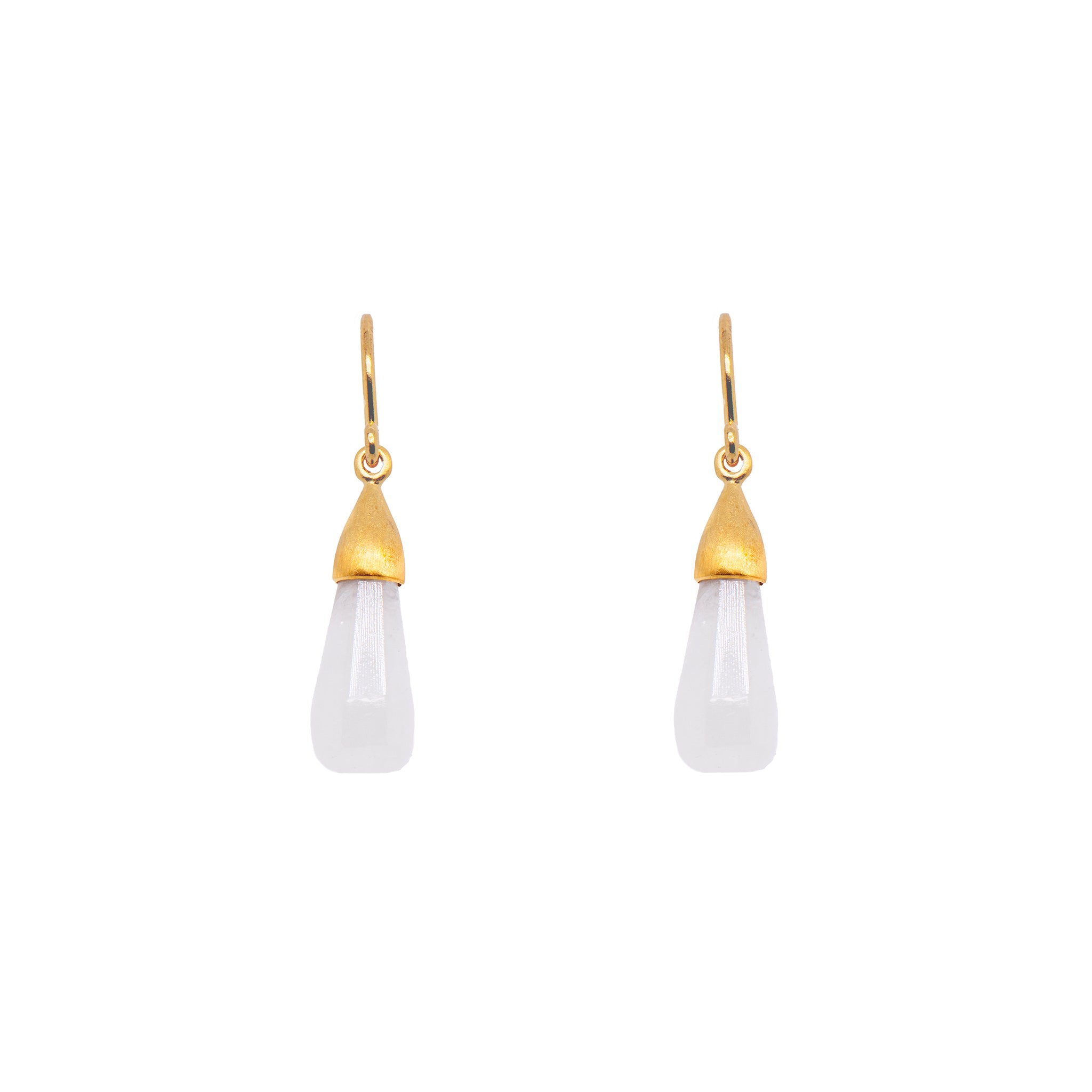Rainbow Moonstone Cabochon Drop Earrings Fair Trade 24K Gold Vermeil