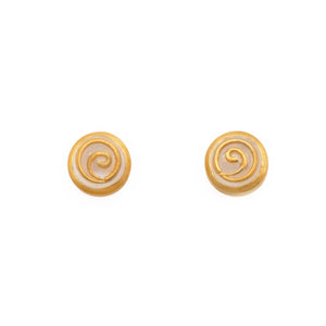 GRATITUDE SWIRL POST RAINBOW MOONSTONE EARRINGS 24K GOLD VERMEIL - Joyla Jewelry