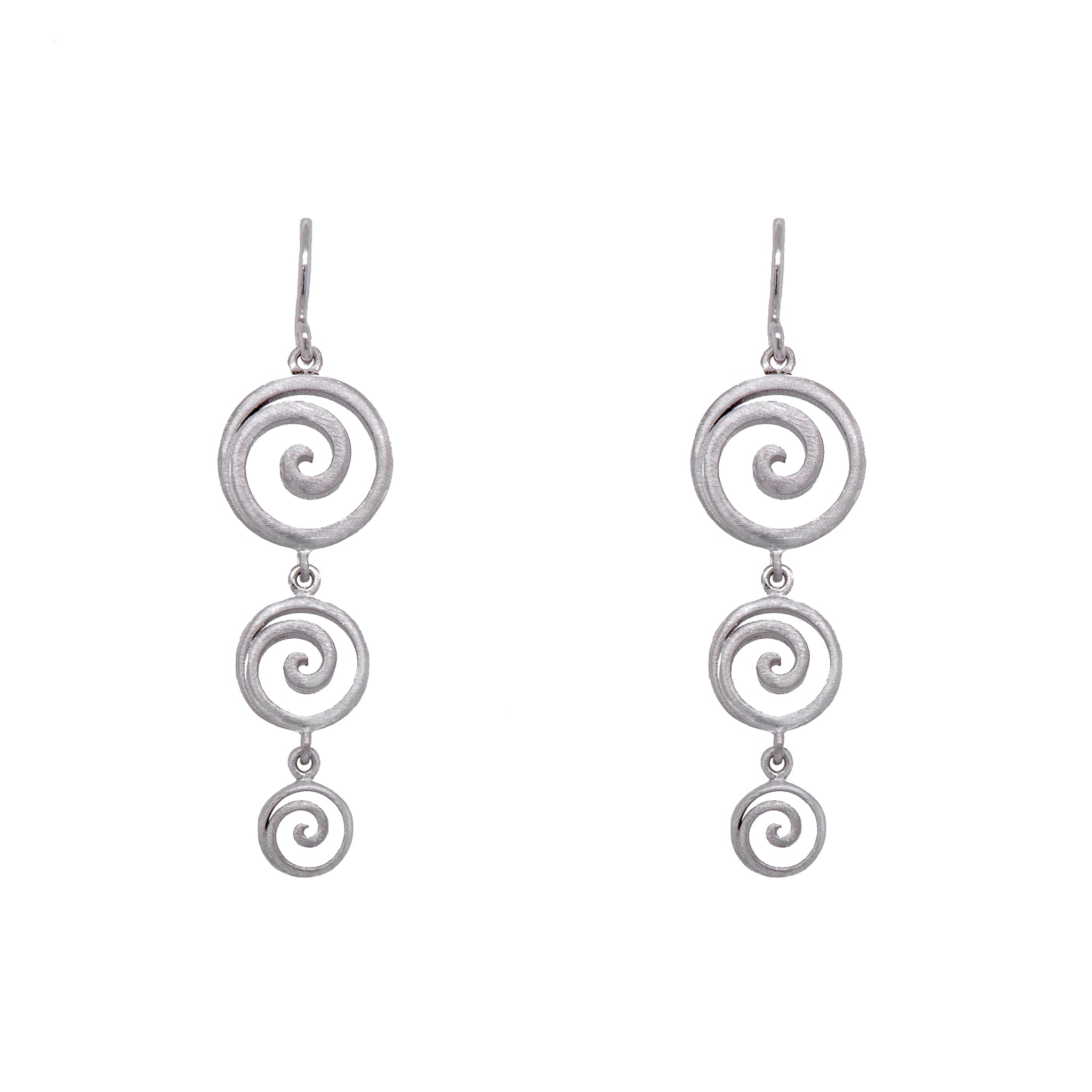 925 Sterling Silver Rhodium Plated Gratitude 3 Symbol Drop Earring On Wire
